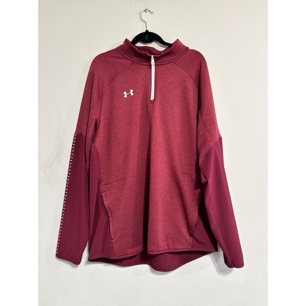 Under Armour ColdGear Mens 3XL Maroon Heather 1/4 Zip Pullover Jacket Loose Fit